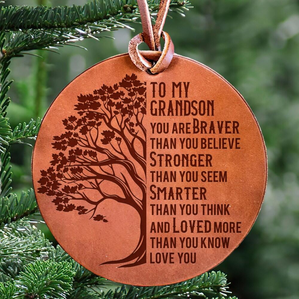 To My Grandson - Loved More Than You Know - Leather Ornament