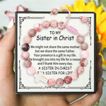 Load image into Gallery viewer, To My Sister in Christ - Pink Cross Gemstone Easter Bracelet
