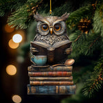 Load image into Gallery viewer, Christmas Book And Owl Ornament, Perfect Gift For Book Lovers
