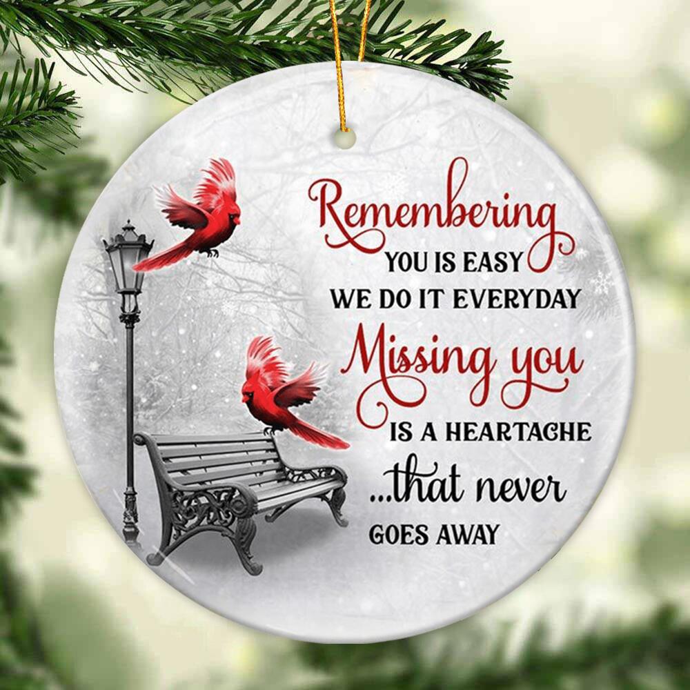 Memorial Ornament - Cardinals Winter