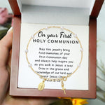 Load image into Gallery viewer, Pearl Cross Charm Bracelet - Baptism &amp; First Communion Gift for Girls
