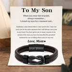 Load image into Gallery viewer, Mom To Son - I Will Always Carry You In My Heart - Men Infinity Leather Bracelet
