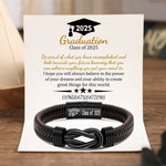 Load image into Gallery viewer, To Graduation Class Of 2025 - You Can Achieve Anything You Put Your Mind To - Men Infinity Braided Leather Bracelet
