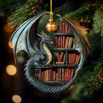 Load image into Gallery viewer, Dragon Book Christmas Ornament, Perfect Gift For Book Lovers, Bookworm Gifts
