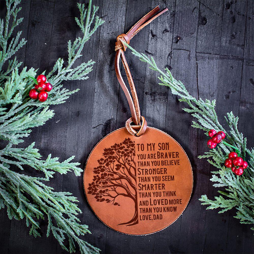 Dad To Son - Loved More Than You Know - Leather Ornament