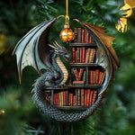 Load image into Gallery viewer, Dragon Book Christmas Ornament, Perfect Gift For Book Lovers, Bookworm Gifts
