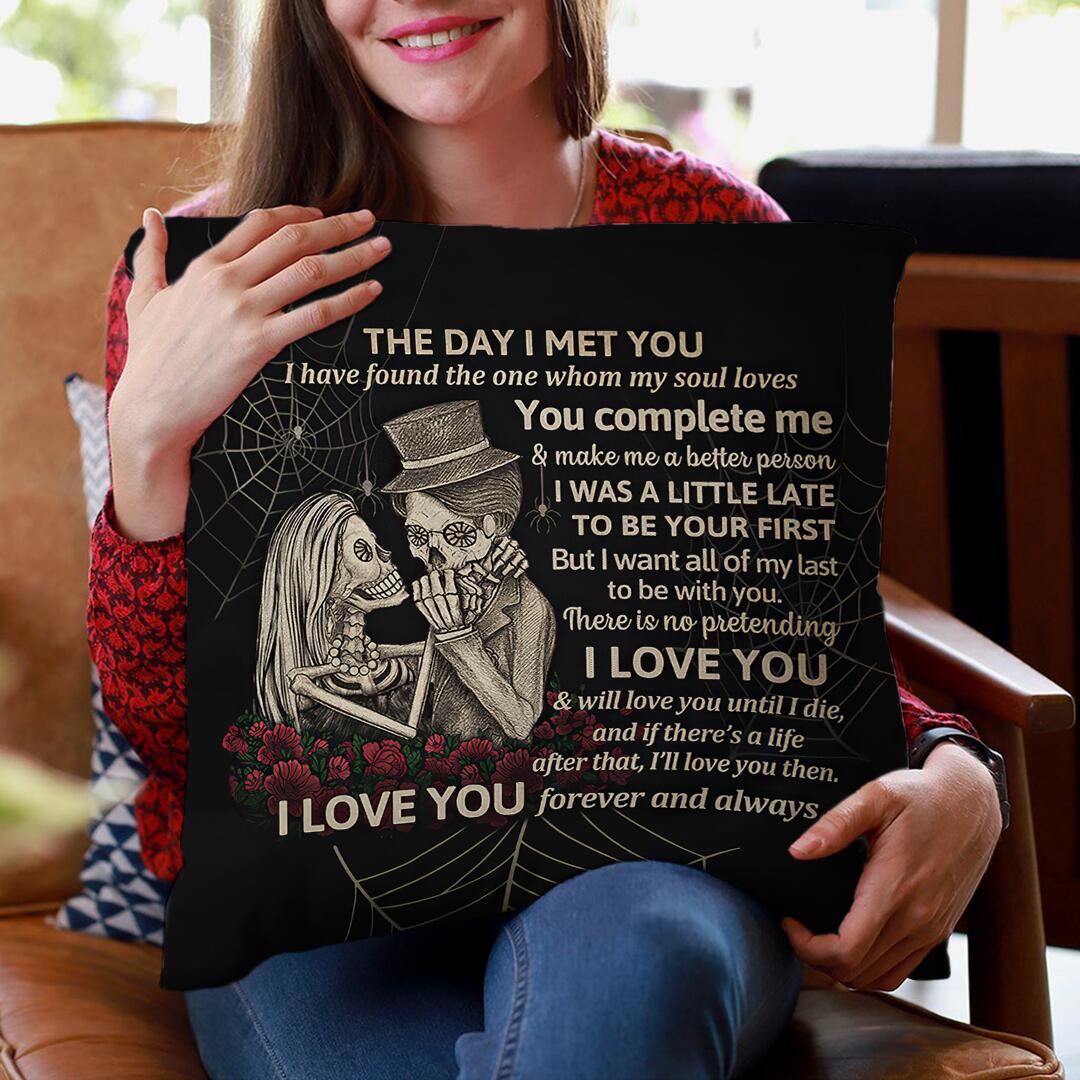 Gift For Couple - Skeleton Skull Couple The Day I Met You - Pillow