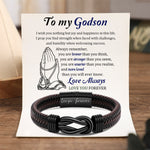 Load image into Gallery viewer, To My Godson - I Wish You Nothing But Joy And Happiness In This Life - Men Infinity Braided Leather Bracelet
