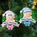 Load image into Gallery viewer, Lovely Baby On Christmas Wreath Personalized Handwritten Resin Christmas Ornament
