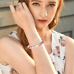 To My Sister in Christ - Pink Cross Gemstone Easter Bracelet