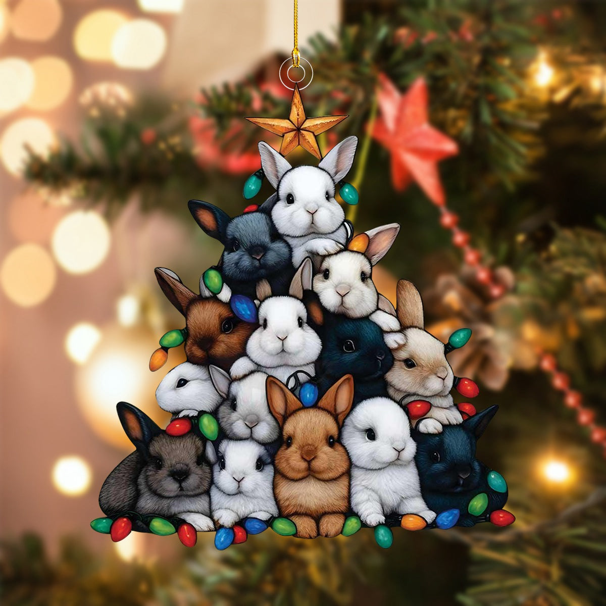 Rabbit Christmas Tree Ornament - Perfect Gift For Rabbit Lovers