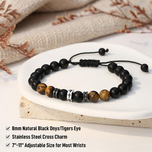 Men’s Cross Bead Bracelet – 5th Grade to College Gift with Card