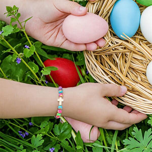 Colorful Clay Beads Easter Bracelet - Christian Cross Bracelet for Teens & Women