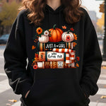 Load image into Gallery viewer, Book Lover Fall Girl Cozy Hooded Hoodie
