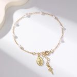 Load image into Gallery viewer, Pearl Cross Charm Bracelet - Baptism &amp; First Communion Gift for Girls
