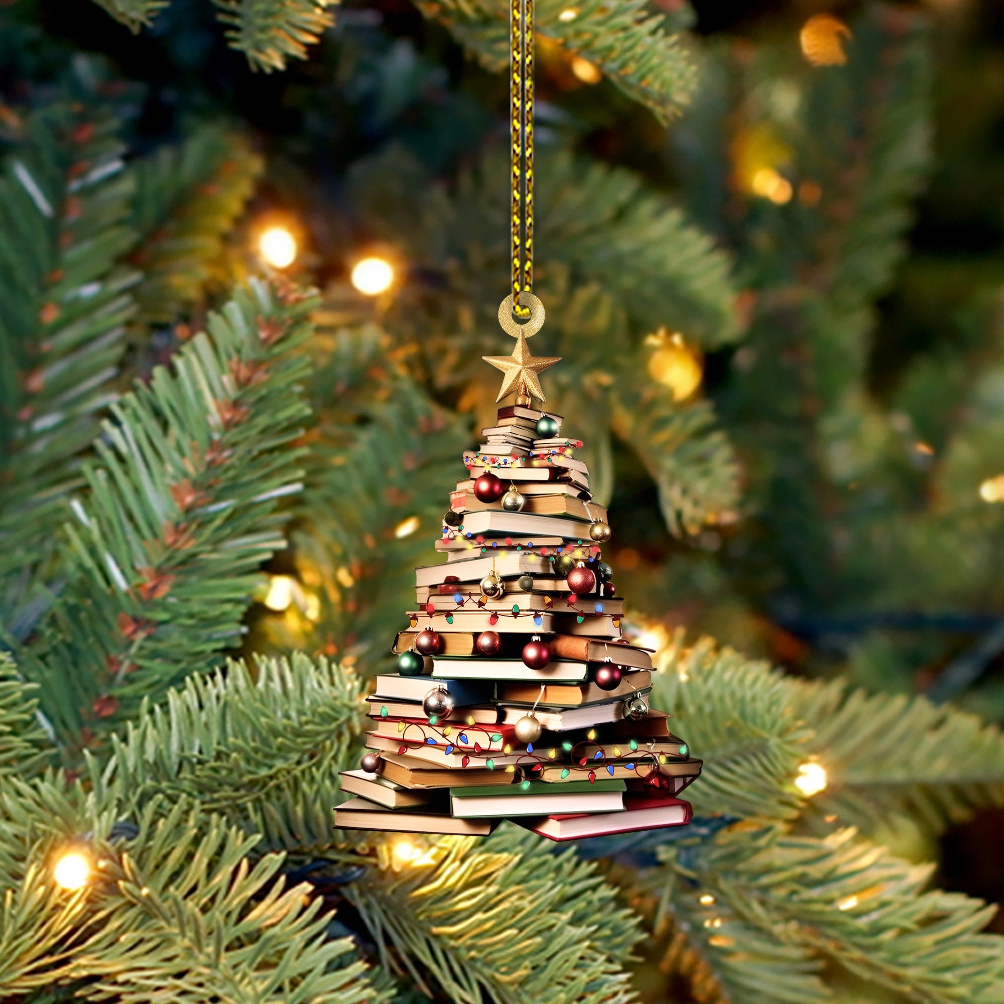 Christmas Book Tree Shaped Acrylic Ornament