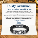 Load image into Gallery viewer, To My Grandson, Love You Forever Linked Braided Leather Bracelet
