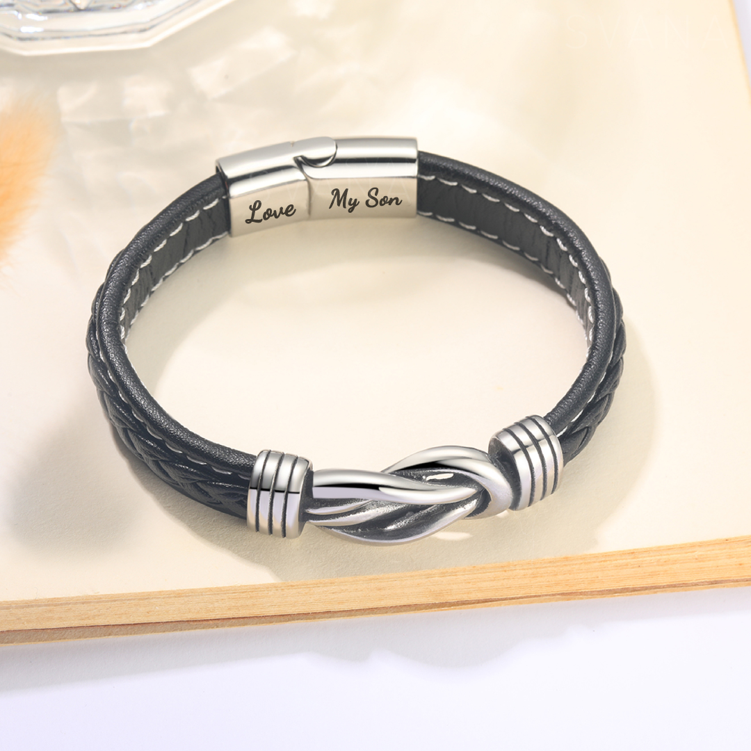 Mother To Son - Forever Linked Together - Braided Leather Bracelet