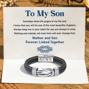 Mother To Son - Forever Linked Together - Braided Leather Bracelet