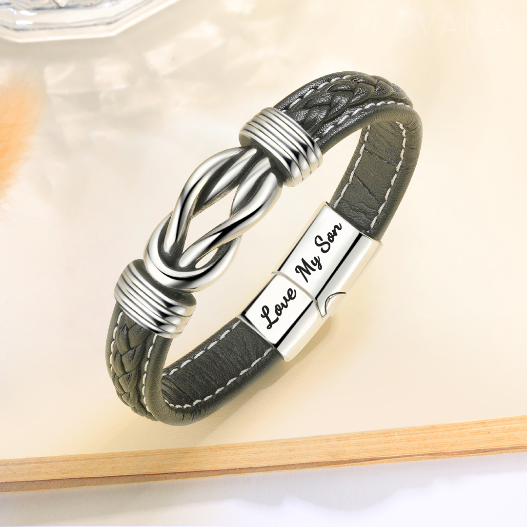 Mother To Son - Forever Linked Together - Braided Leather Bracelet