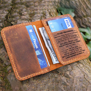 To My Grandson -You Will Never Lose- Leather Bifold Wallet