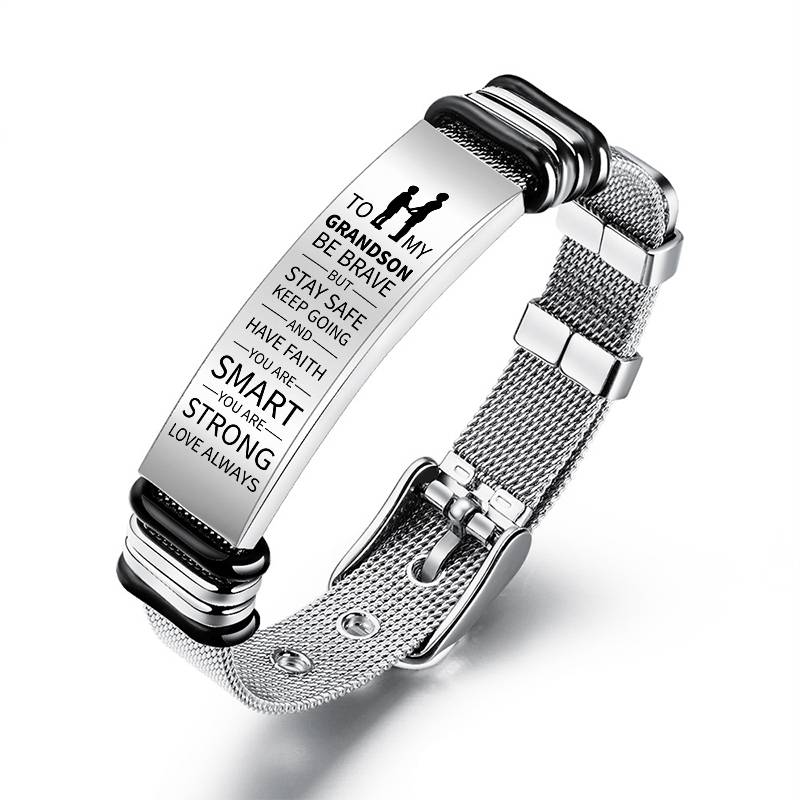 To My Grandson - Be Brave - Premium Stainless Steel Bracelet
