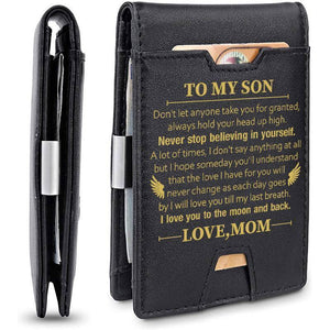 Mom To Son - I Love You To The Moon And Back - Wallet with Money Clip