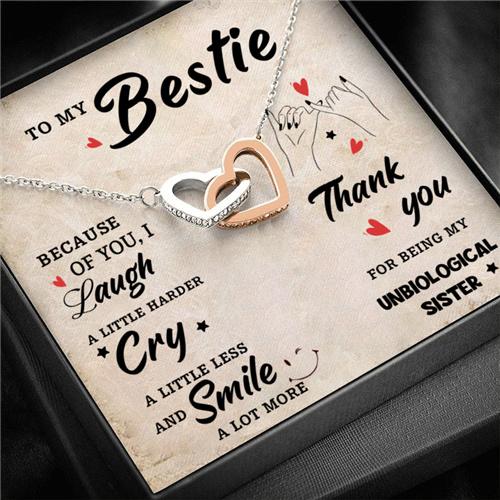 To My Bestie - Smile A Lot More - Interlocking Heart Necklace