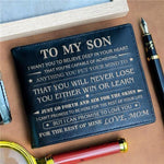 Load image into Gallery viewer, Mom To Son - Never Lose - Black Bifold Wallet
