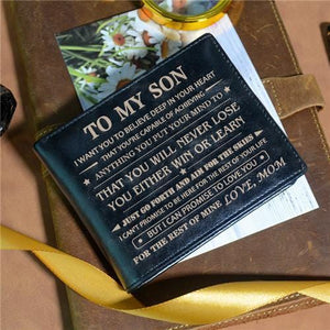 Mom To Son - Never Lose - Black Bifold Wallet