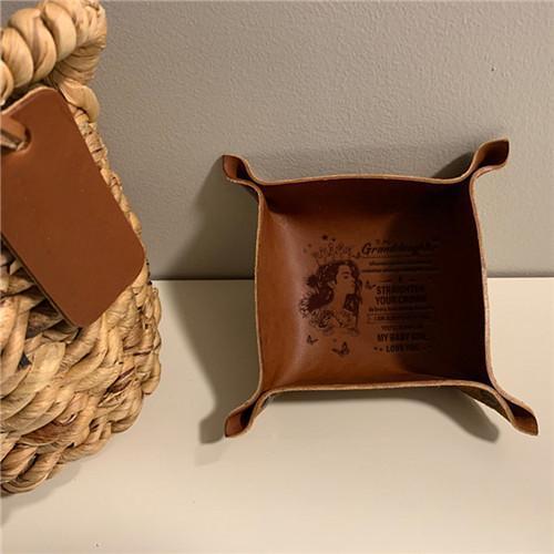 To My Granddaughter - Straighten Your Crown - Leather Valet Tray