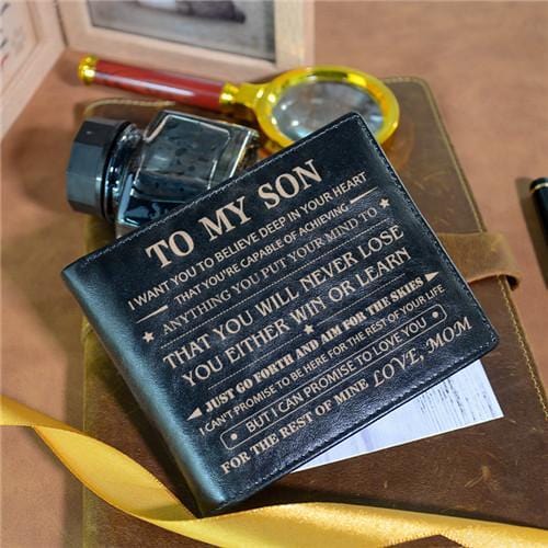 Mom To Son - Never Lose - Black Bifold Wallet