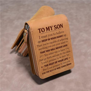 Mom To Son - You Will Never Lose - Card Holder Zipper Wallet