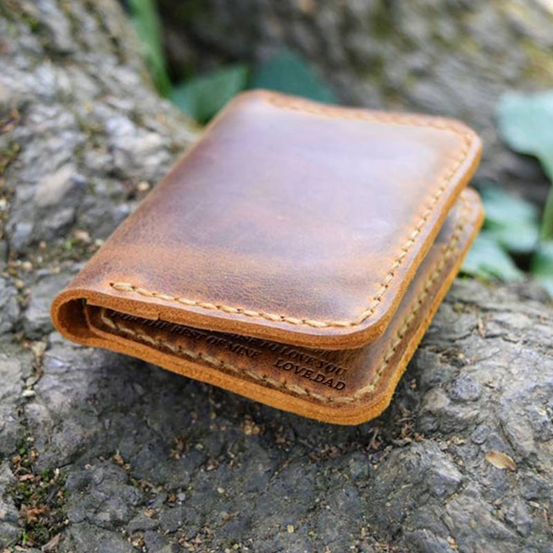 Mom To Son -You Will Never Lose- Leather Bifold Wallet