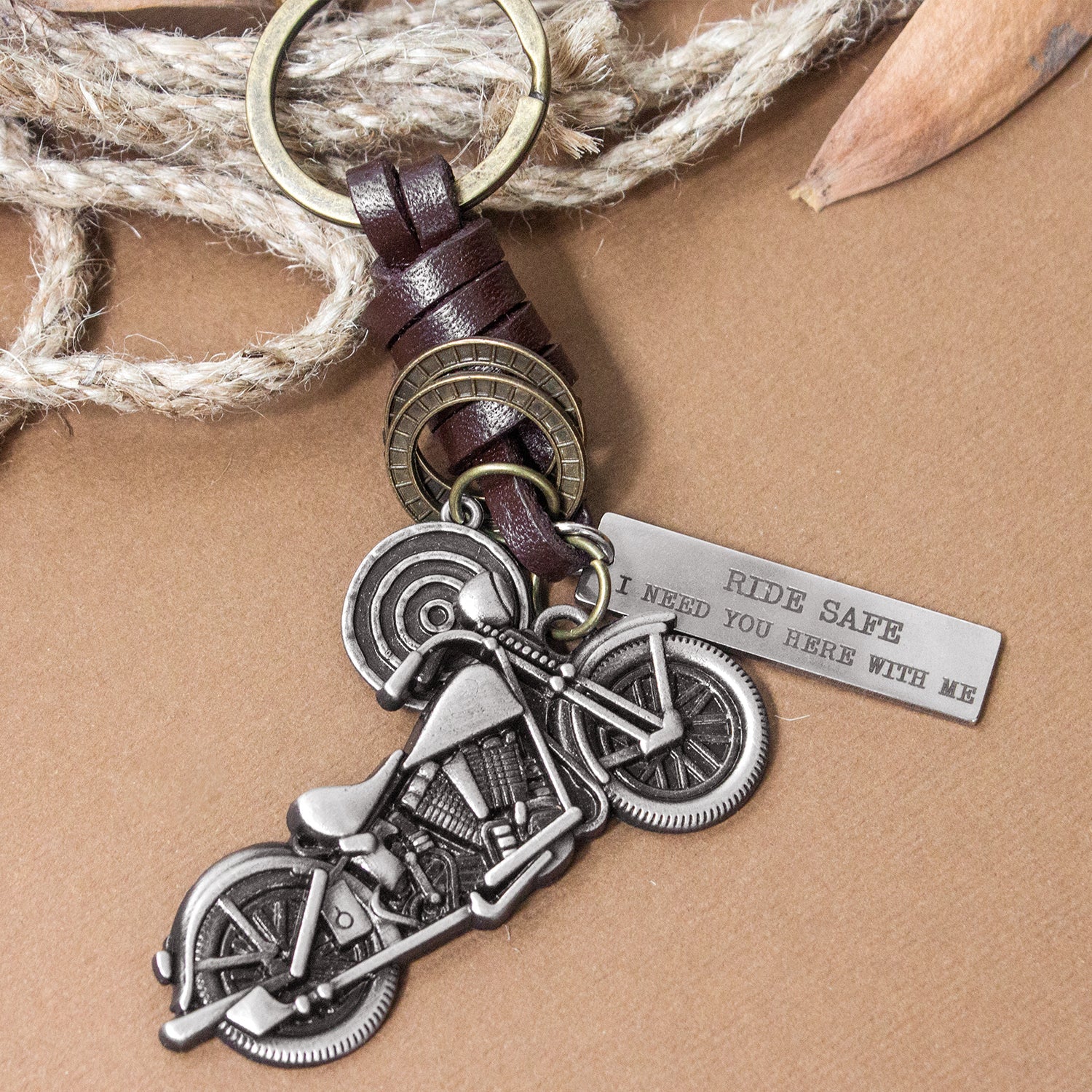 To My Man - Ride Safe, I Need You Here With Me -Motorcycle Keychain