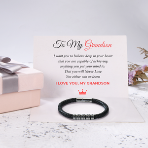 To My Grandson - Never Lose - Braided Leather Bracelet