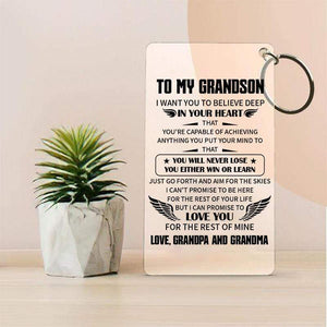 To My Grandson - You Will Never Lose Keychain and Nigh Light Plaque