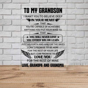 To My Grandson - You Will Never Lose Keychain and Nigh Light Plaque