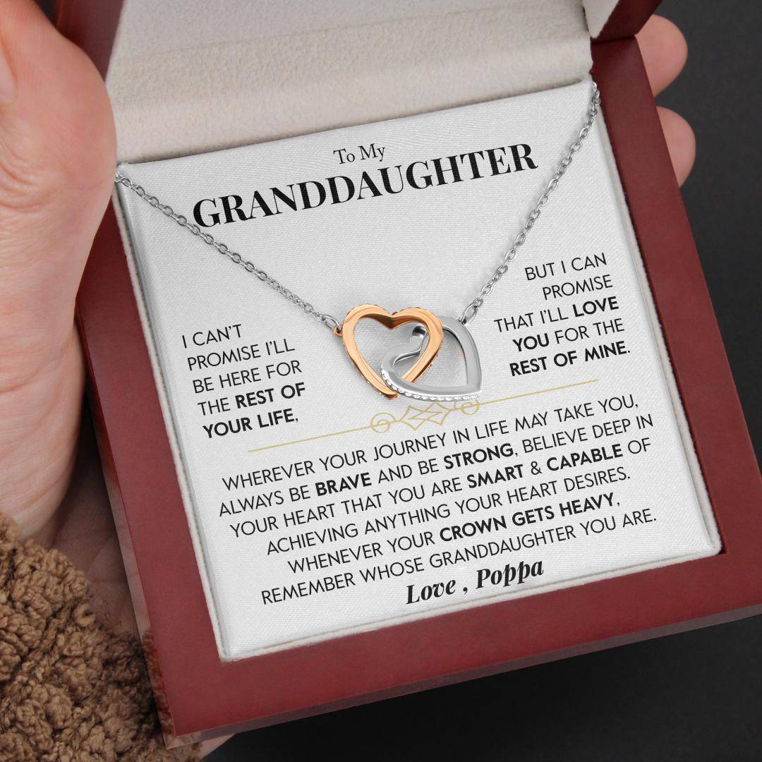 To My Granddaughter | "Rest of my Life" | Interlocking Heart Necklace