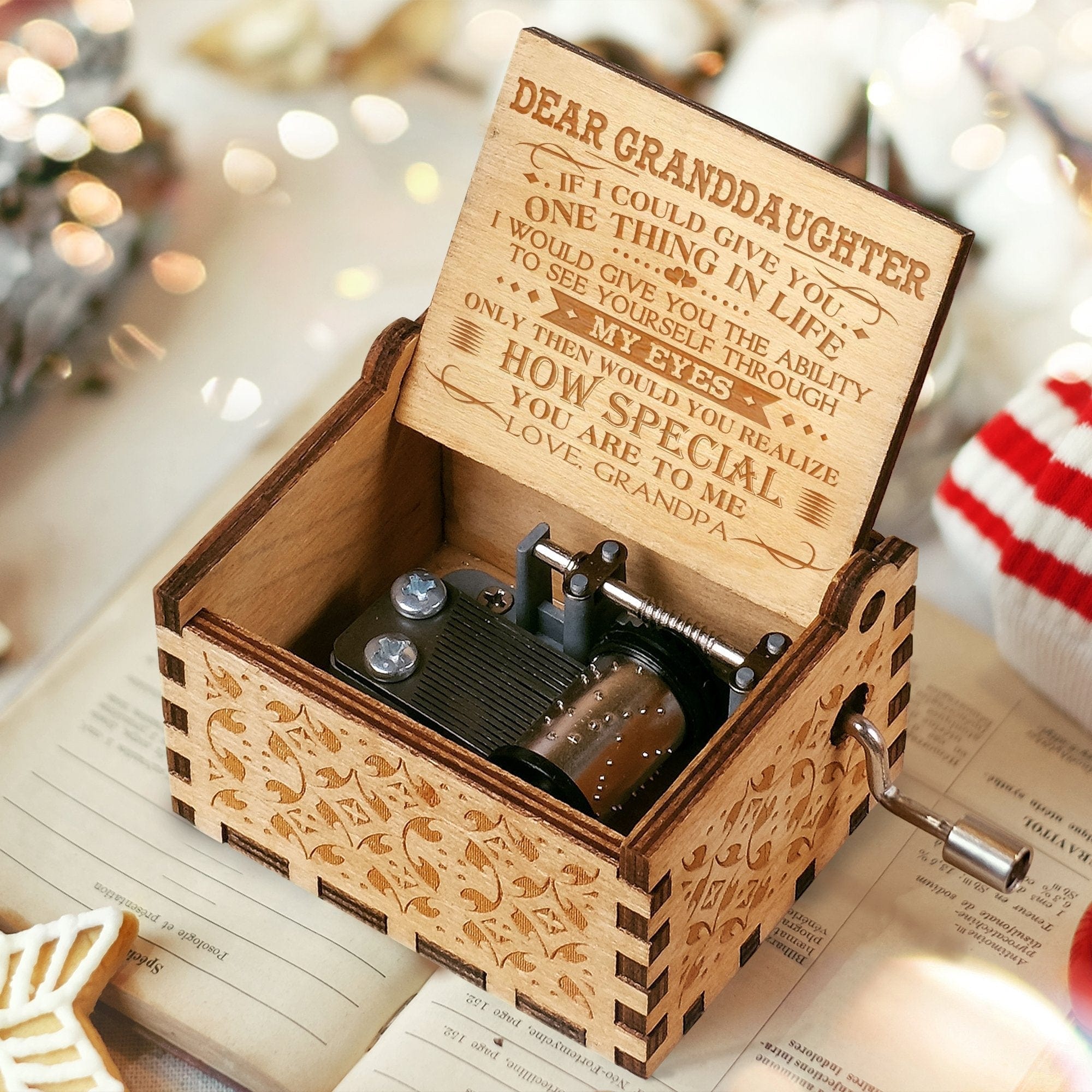 Grandpa To Granddaughter - How Special You Are To Me - New Engraved Music Box