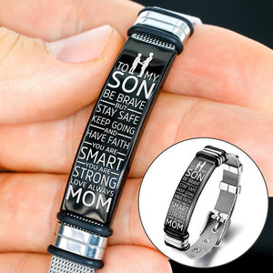 Mom To Son - Be Brave - Premium Stainless Steel Bracelet