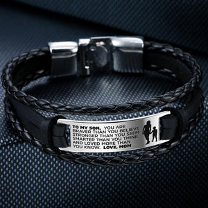 Mom to Son - Steel & Leather Style Bracelet