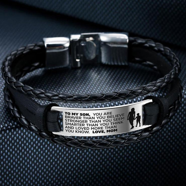 Mom to Son - Steel & Leather Style Bracelet – WAVAO