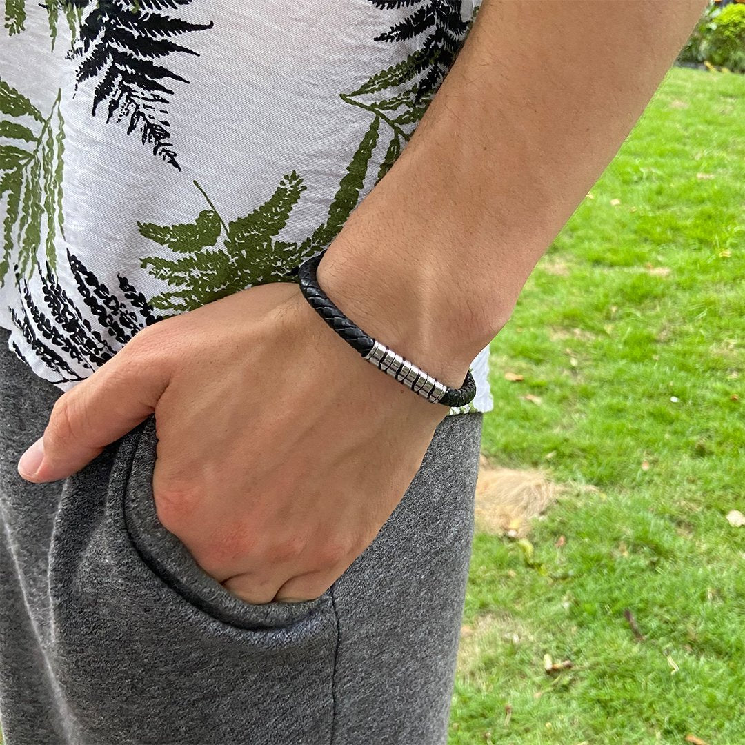 To My Grandson - Never Lose - Braided Leather Bracelet