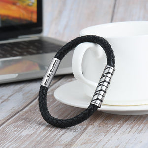To My Grandson - Never Lose - Braided Leather Bracelet