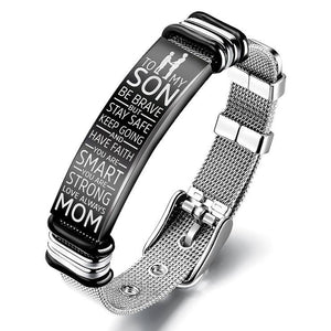 Mom To Son - Be Brave - Premium Stainless Steel Bracelet